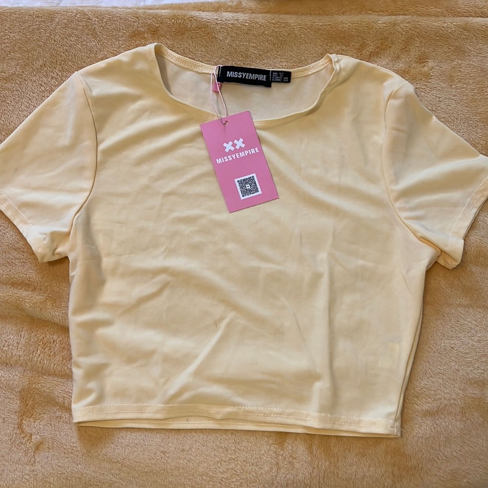 Missy Empire Lemon Yellow Cap Sleeve Smooth Cropped T-Shirt- US 8